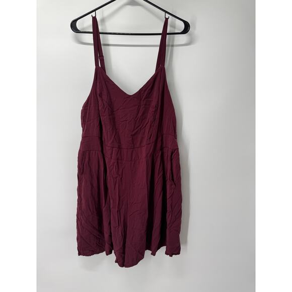 Torrid Women’s 2X Maroon Romper Jumpsuit Adjustable Straps Pockets Casual Chic‎ - Picture 1 of 5